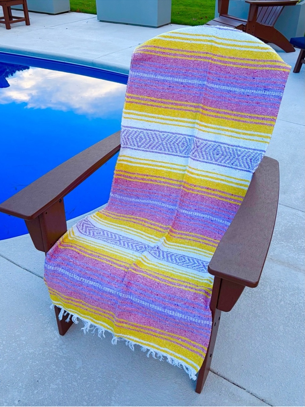 Mexican Falsa Blanket – Woven Striped Serape Throw with Fringe - Picture 7 of 10
